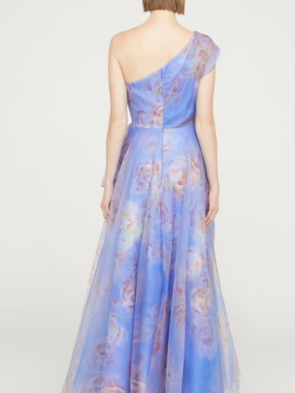 Theia One-Shoulder Blue Lavender Floral Augusta Evening Gown - Picture 6 of 6